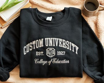 Embroidered Custom University Quarter Zip Sweatshirt, College Hoodie