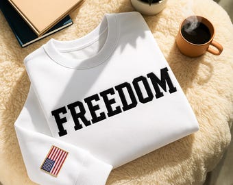 Camisa bordada Freedom, camiseta minimalista para mujer