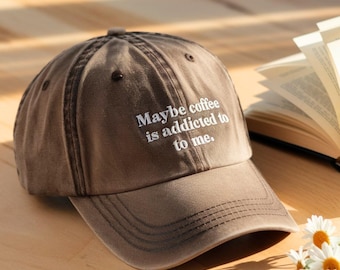 Embroidered Coffee Addict Washed Hat: Trendy Coffee Lover Cap