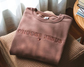 Embroidered 'Choose Jesus' Crewneck | Christian Comfort Colors Sweatshirt