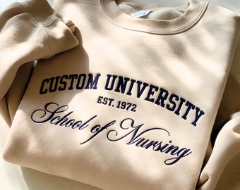 Custom Embroidered University Sweatshirt, Personalized College Hoodie