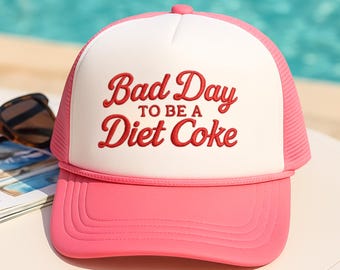 Bad Day Diet Coke Embroidered Trucker Hat, Funny Summer Cap