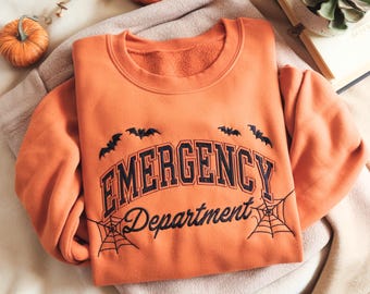 Halloween ER Nurse Embroidered Sweatshirt, Spooky Season Tee
