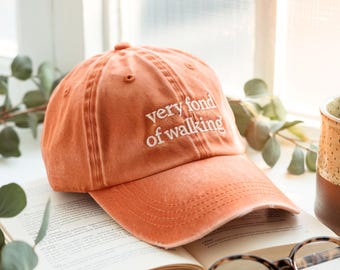 Embroidered Pride and Prejudice Hat: Very Fond of Walking Baseball Cap