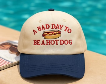 Bad Day to Be a Hot Dog Embroidered Trucker Hat, Funny Summer Cap