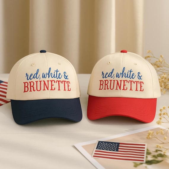 Embroidered "Red, White & Brunette" Trucker Cap, 4th of July Hat