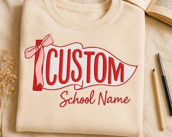 Custom Embroidered Pennant Sweatshirt, School Mascot Tee