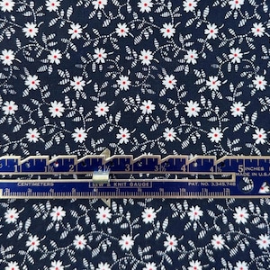 Vintage Calico Quilting Fabric Blue Background with White Flowers Springs Mills, Fabric by the Yard