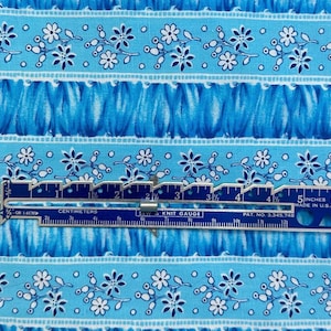 Vintage Floral Striped Quilting Fabric Blue and White, Fabric by the Yard