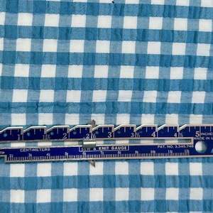 Vintage Blue 1/4” Seersucker Gingham Fabric, Fabric by the Yard
