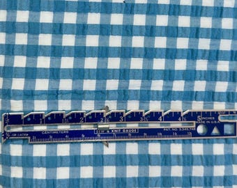 Vintage Blue 1/4” Seersucker Gingham Fabric, Fabric by the Yard