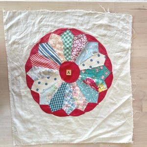 Vintage Hand Sewn Dresden Plate Quilt Blocks, 12” inches