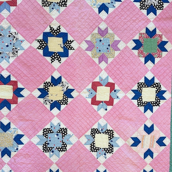 Vintage Patchwork Quilt - 74” x 61”