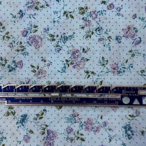 Vintage Calico Quilting Fabric Blue Background with Purple and Blue Flowers, Fabric by the Yard