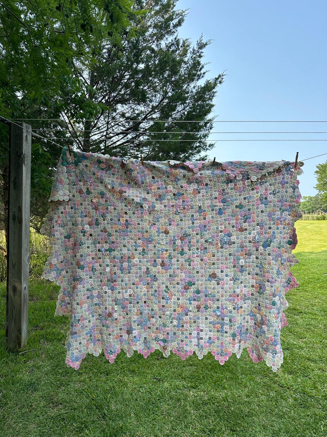 Vintage Yo Yo Quilt 90” X 76” - Etsy
