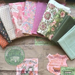 Vintage Fabric Bundle: 11 Piece Textile Scraps for Junk Journals & Quilting