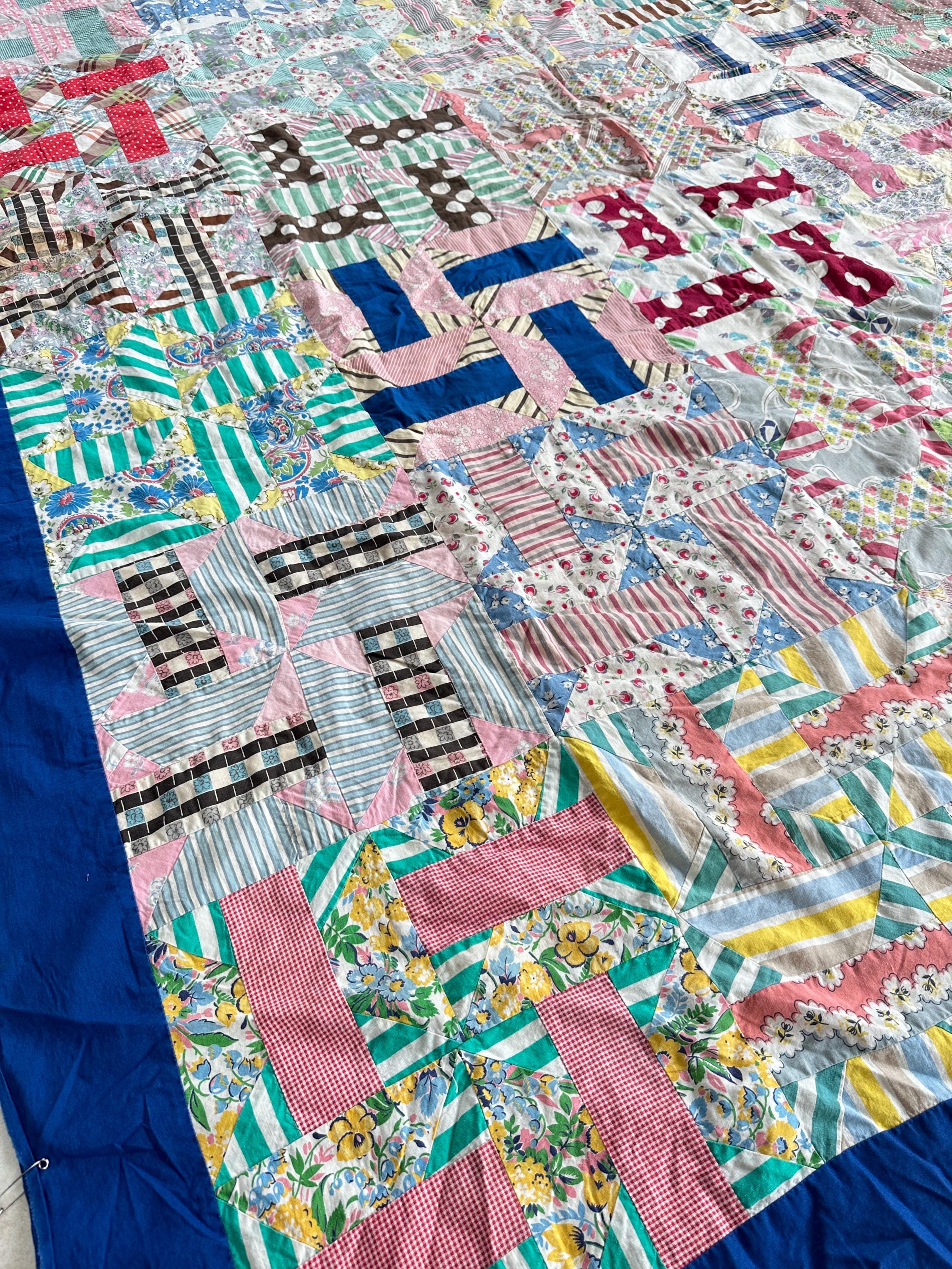 ヴィンテージキルトトップ 82インチ x 63インチ - Etsy 日本