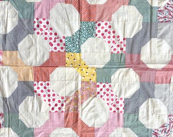 アンティーク　キルト　キルトトップ　ビンテージ　ハンドメイド クロスロード ヴィンテージ キルトトップ、1940年代頃