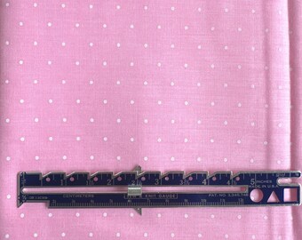 Vintage rosa och vita prickiga tyg, tyg på metervara