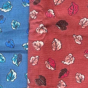 Vintage Corduroy Fabric with Leaf Pattern, Fabric by the Yard