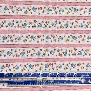 Vintage Floral Striped Fabric, Fabric by the Yard