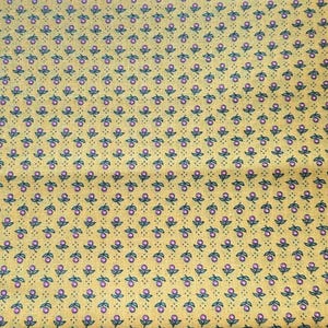 Vintage Calico Fabric: Yellow Floral Print