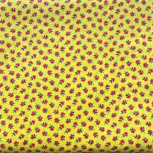 Vintage Calico Fabric: Yellow Floral Print