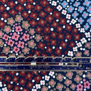 Vintage Floral Quilting Fabric: Navy Blue Diamond Pattern