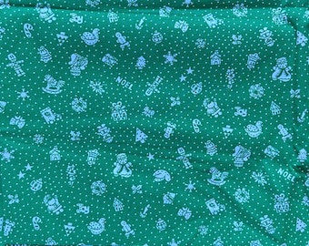 Vintage kerststof, keuze uit rood, blauw of groen, verkocht op maat gesneden