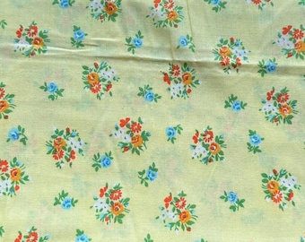 Vintage Calico Fabric: Yellow Floral Print