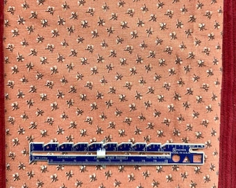 Vintage Orange Calico Fabric, Fabric by the Half Yard