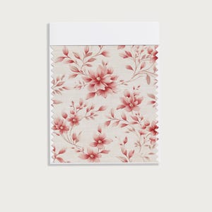 Blush Pink Watercolor Floral Fabric, Romantic Botanical Print on Cream Background for Curtains, Pillows, Table Linens, and Crafting