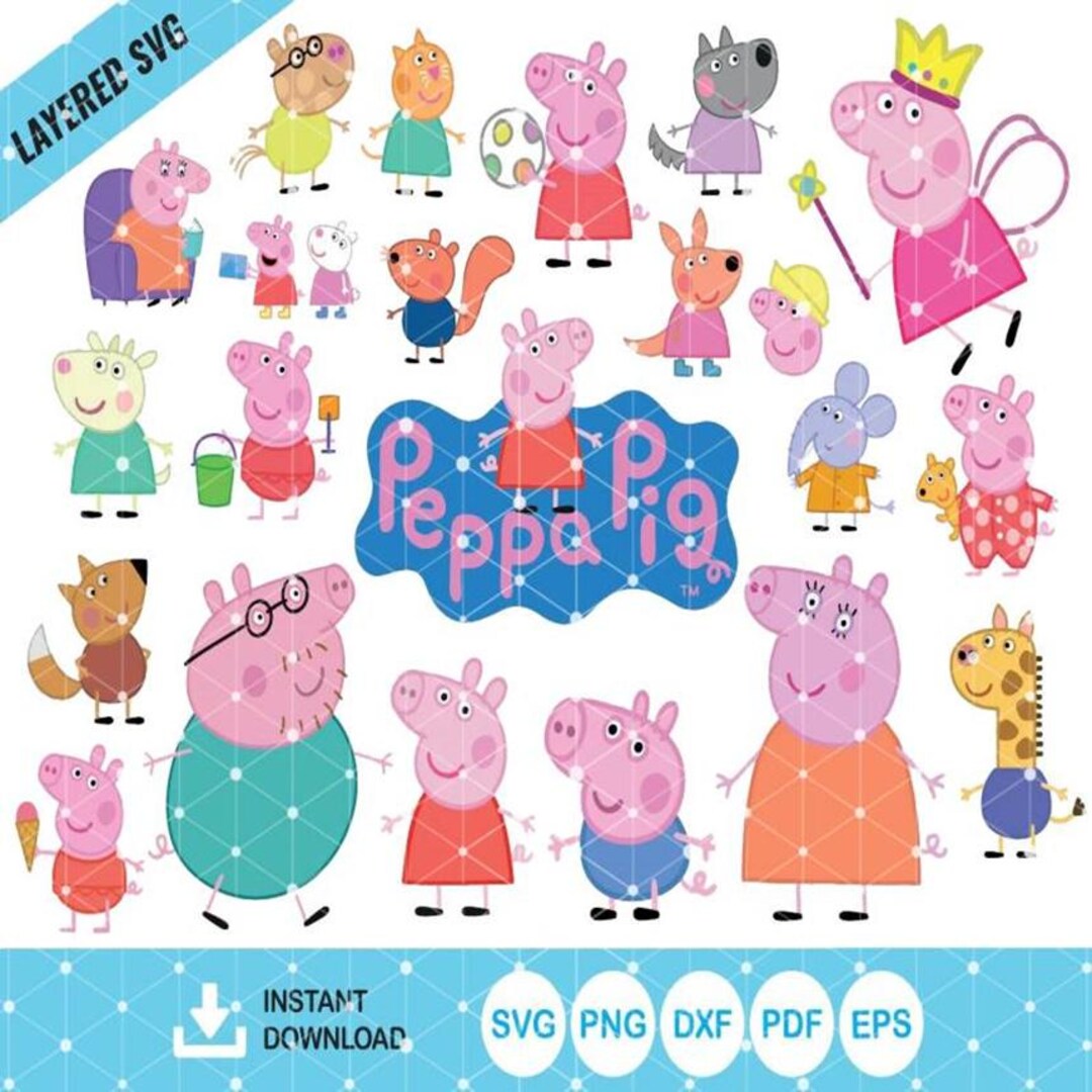Peppa Pig SVG, Bundle Layered Svg, Layered and Instant Downloadable ...
