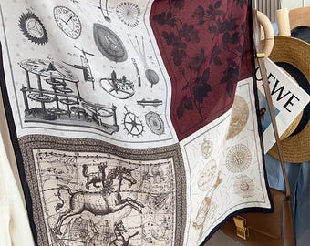 100% Silk Scarf 26"x26" 65x65cm Luxury Crepe de Chine Mulberry Silk Neckerchief Elegant Retro Artistic Shawl Bandana Gift for Her