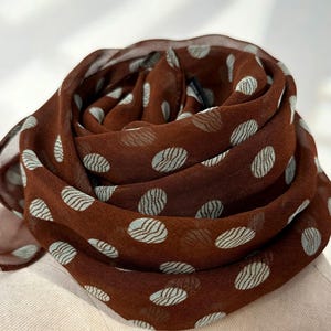14x63" 35x160cm | Intellectual Polka Dot Scarf | Mulberry Silk Georgette Long Wrap | Luxury Multi-functional Shawl Hair Wrap Gift for Her