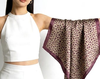 Korean Style Mulberry Silk Square Scarf, Chic Retro Neck Scarf for Women, Elegant Small Silk Kerchief, Fashion Accessories, 21"x21" Gift