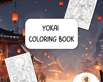 Livre de coloriage confortable Yokai : illustrations folkloriques japonaises (téléchargement numérique)