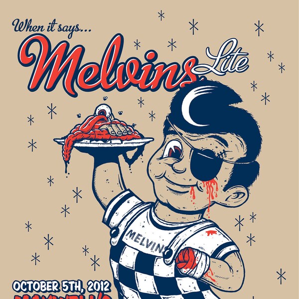 Melvins impreso a mano cartel de concierto de serigrafía.