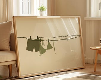 Personalised Couple Print, Laundry Room Decor, Couple Illustration, Custom Couple Print, Cute Valentines Gift, Unique Anniversary Gift