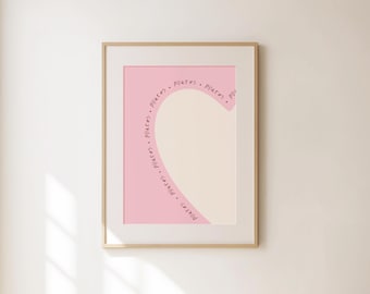 Pilates Heart Art, Pilates Poster, Retro Pilates Wall Art, Pilates Studio Decor, Gift for Pilates Lover, Hot Girly Print, Fitness Wall Decor