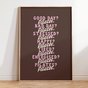 Retro Pilates Poster, Funny Pilates Wall Art, Pilates Studio Decor, Gift for Pilates Lover, Hot Girly Print, Preppy Fitness Wall Decor