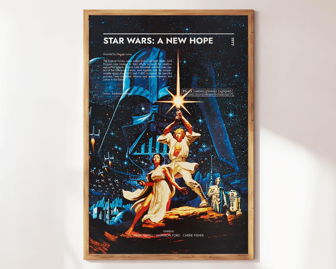 Star Wars: A New Hope Movie Poster, Classic Sci-fi Movie, Minimalist