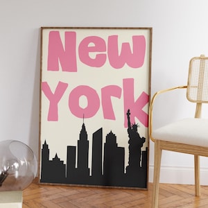 New York Travel Poster – Retro City Poster with New York Art & Typography, Perfect for Living Room or Apartment Wall Decor Gift