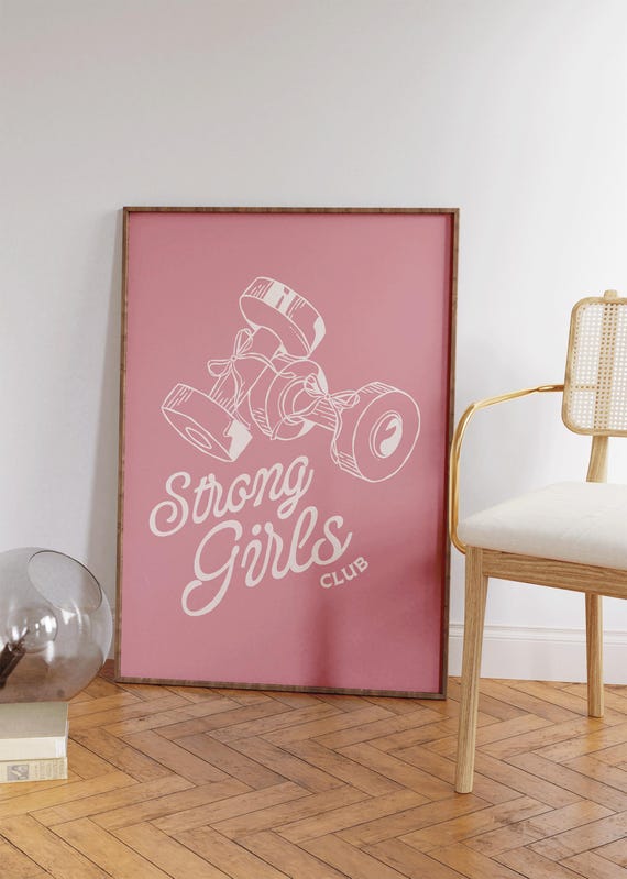 Strong Girls Club, Workout Poster, Gym Decor, Pilates Wall Art, Pilates Studio Decor, Girly Wall Art, Wellness Print, Apartment Decor