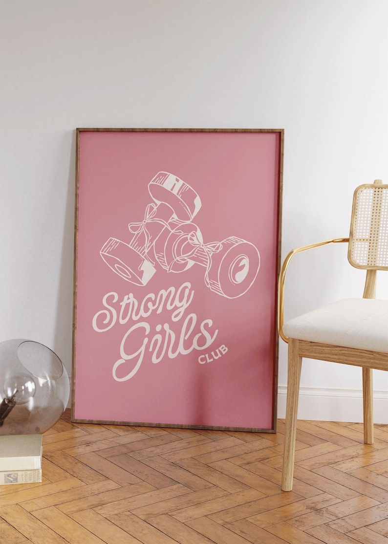 Club de Chicas Fuertes, Póster de Entrenamiento, Decoración de Gimnasio, Arte Mural de Pilates, Decoración de Estudio de Pilates, Arte Mural Femenino, Lámina de Bienestar, Decoración de Apartamentos imagen 1