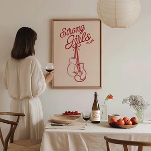 Club de Chicas Fuertes, Póster de Entrenamiento, Decoración de Gimnasio, Arte Mural de Pilates, Decoración de Estudio de Pilates, Arte Mural Femenino, Lámina de Boxeador, Decoración de Apartamento