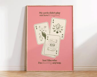 Playing Card Print, Ace Cards Wall Art, Positive Quotes Art, Preppy Wall Decor, Apartment Decor, Aesthetic Decor, Motivational Poster