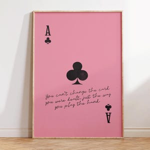 Impressão de cartas de baralho, arte de parede com cartas de ás, arte com citações positivas, decoração de parede elegante, decoração de apartamento moderna, decoração estética, impressão minimalista