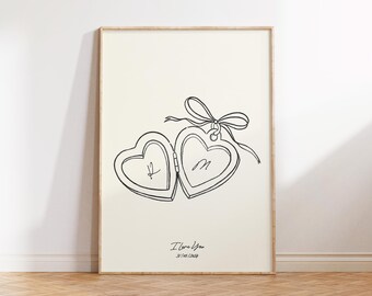 Custom Locket for Couple Anniversary Print, Personalized Couple Initial Print, Friendship Gifts, Anniversary Valentines Gift for Couples