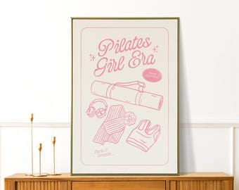 Pilates Girl Era, Pilates Poster, Funny Pilates Wall Art, Pilates Studio Decor, Gift for Pilates Lover, Hot Girly Print, Fitness Wall Decor
